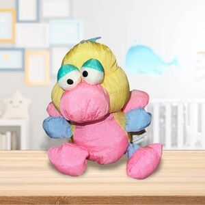 Vintage 1991 Prestige Duck Yellow Blue Pink Green Nylon Parachute Stuffed Plush